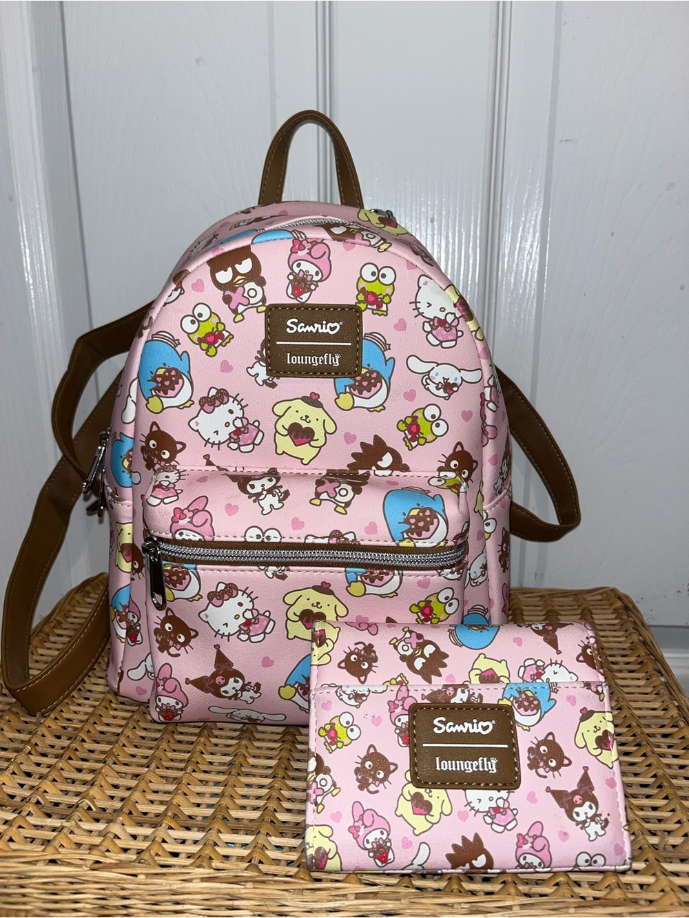 Loungefly Pink Sanrio Character Mini Backpack and Wallet Set